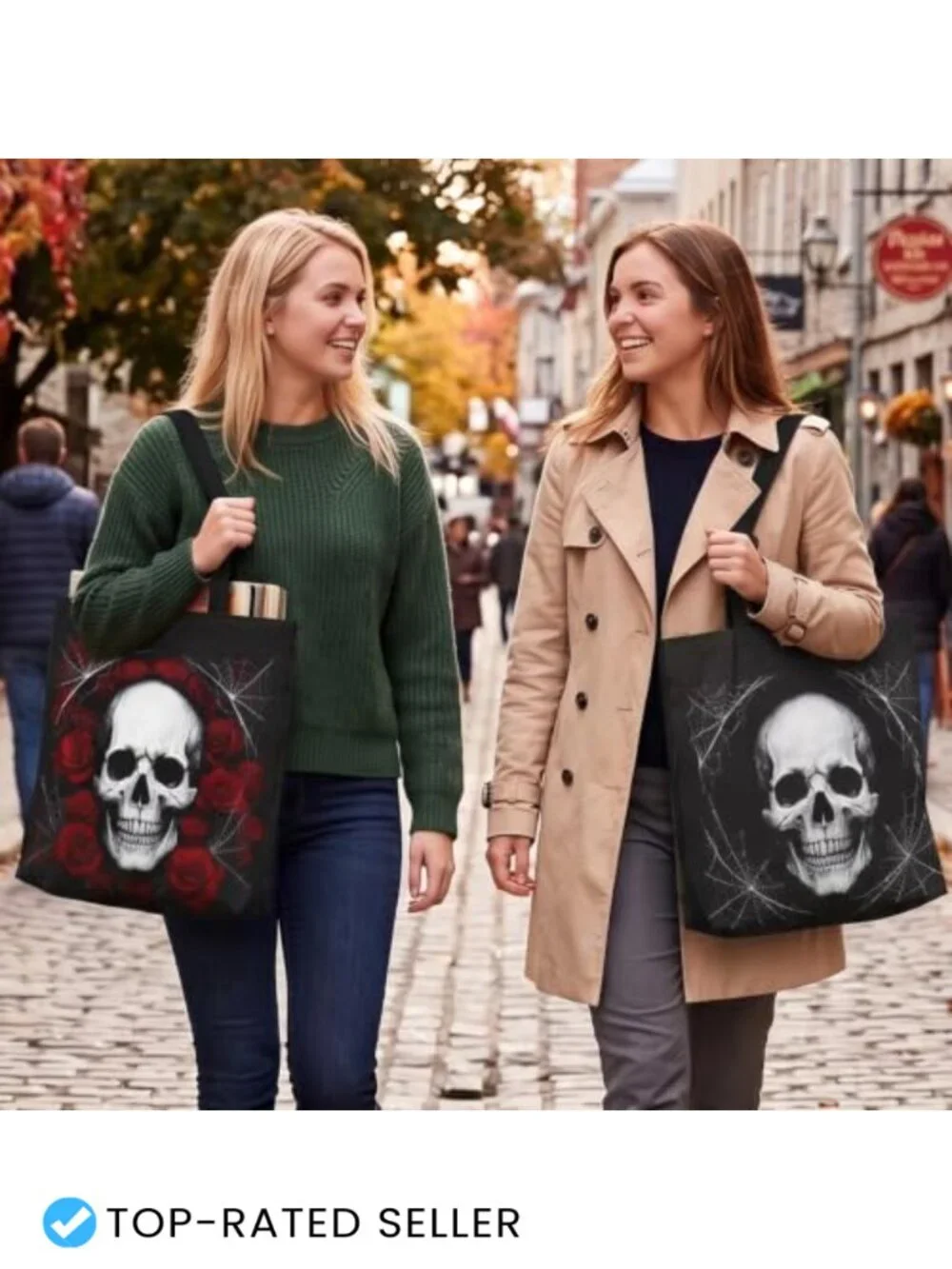 Halloween Canvas Tote Bag Gothic Skull Skull Skeleton Trick Or Treat Party